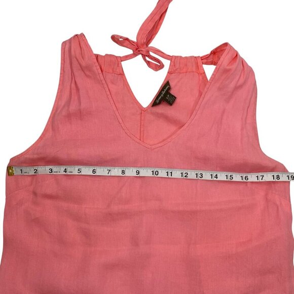 Tommy Bahama Womens Pink Linen Sleeveless V-Neck Top With Back Tie Detail S/P - Picture 6 of 7